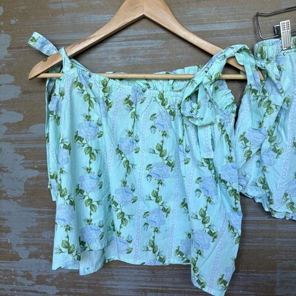 8 Oak Lane Magnolia Floral Pajamas Lounge Classic Preppy Lace Womens L/XL - Picture 5 of 8